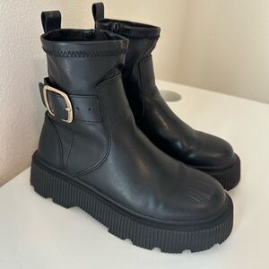 Black Ankle Boots with Buckle